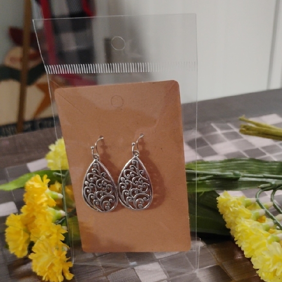 🦃Elegant Silver Teardrop Earrings NIP - Picture 1 of 1